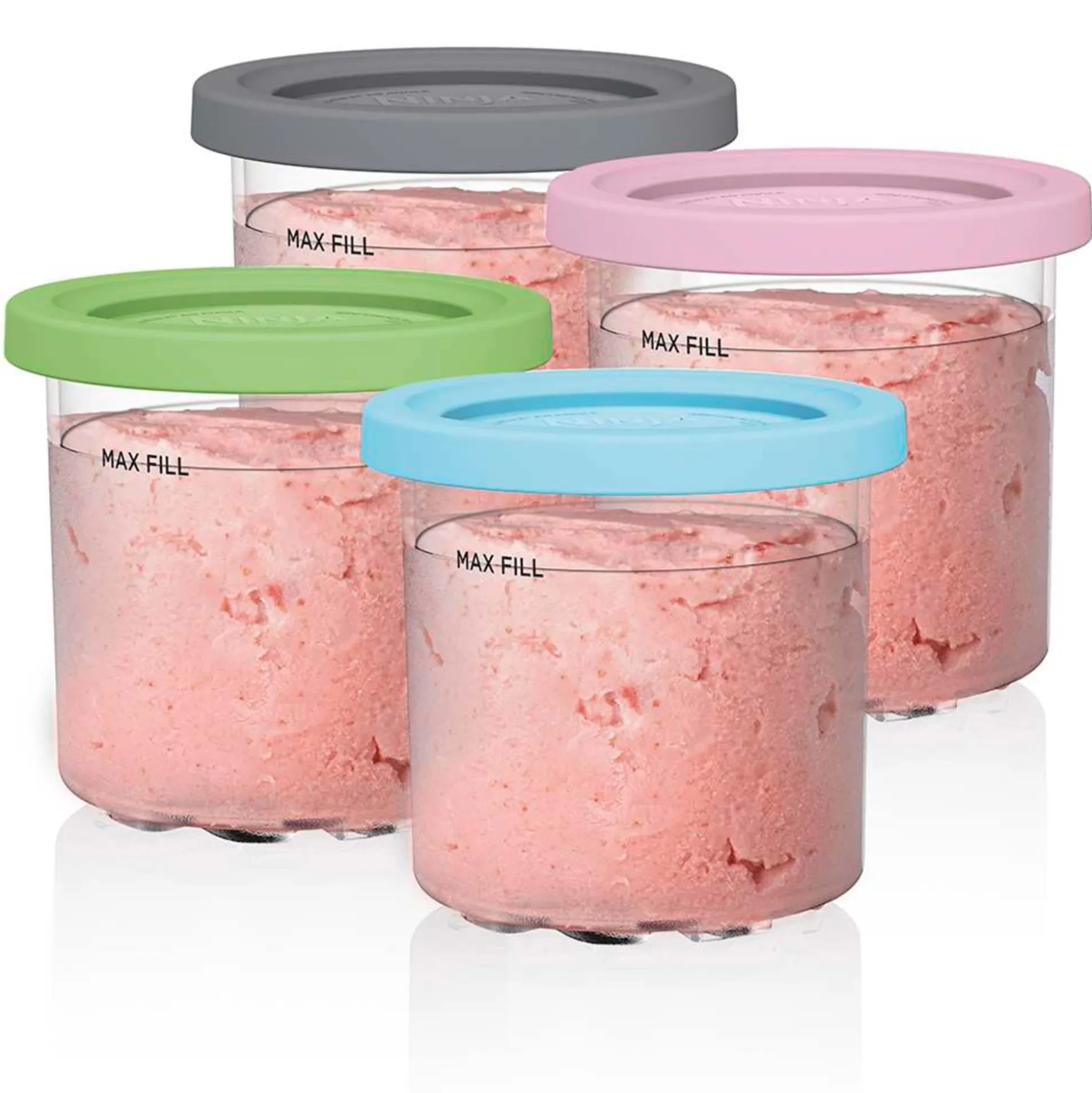 Ninja® CREAMi® Pints 4 Pack, Compatible with NC299AMZ, NC300s & NC350s Series CREAMi® Ice Cream Makers