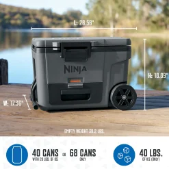 Ninja FrostVault™ 45qt Cooler with Wheels & Accessories in Charcoal Gray