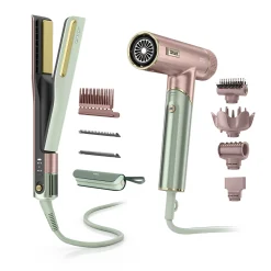Shark SpeedStyle™ Hair Dryer & SilkiPro™ Straightener Bundle in Strawberry Matcha